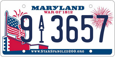 MD license plate 9AI3657