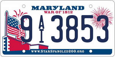 MD license plate 9AI3853