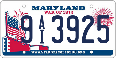 MD license plate 9AI3925