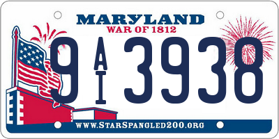 MD license plate 9AI3938