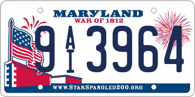 MD license plate 9AI3964