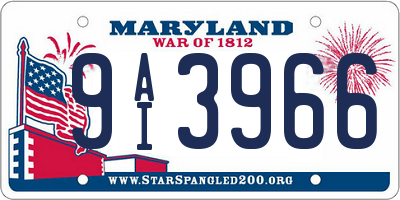 MD license plate 9AI3966