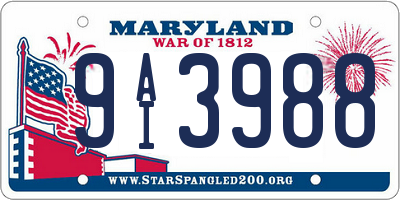 MD license plate 9AI3988