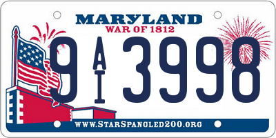MD license plate 9AI3998