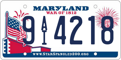 MD license plate 9AI4218
