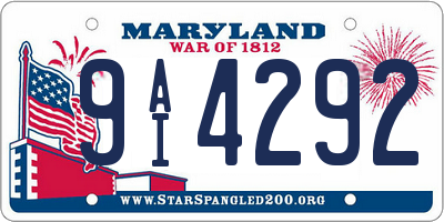 MD license plate 9AI4292
