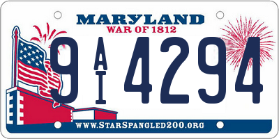 MD license plate 9AI4294