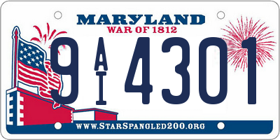 MD license plate 9AI4301