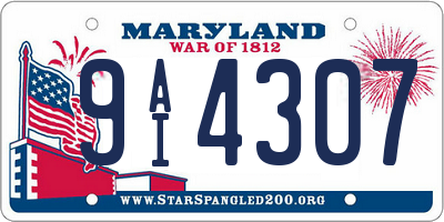 MD license plate 9AI4307