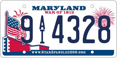 MD license plate 9AI4328