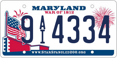 MD license plate 9AI4334