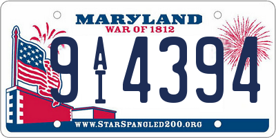 MD license plate 9AI4394