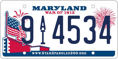MD license plate 9AI4534