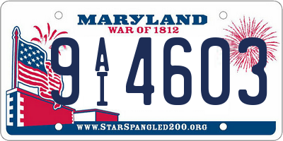 MD license plate 9AI4603