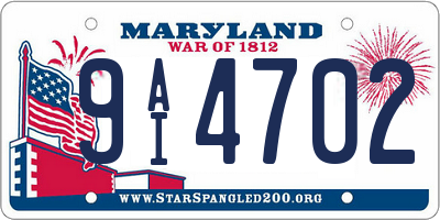 MD license plate 9AI4702