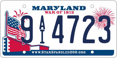 MD license plate 9AI4723