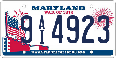 MD license plate 9AI4923