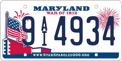 MD license plate 9AI4934