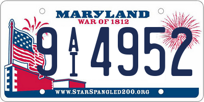MD license plate 9AI4952