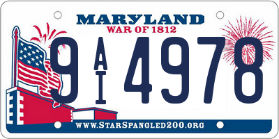 MD license plate 9AI4978