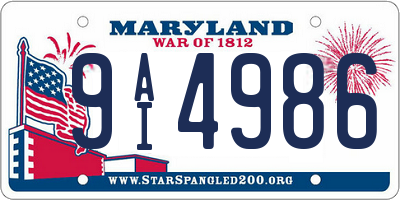 MD license plate 9AI4986