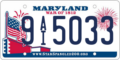MD license plate 9AI5033