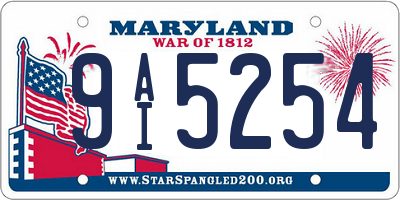 MD license plate 9AI5254