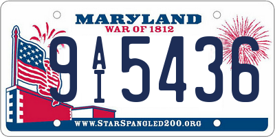MD license plate 9AI5436