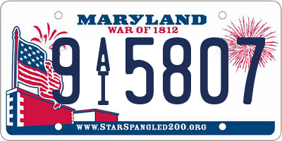 MD license plate 9AI5807