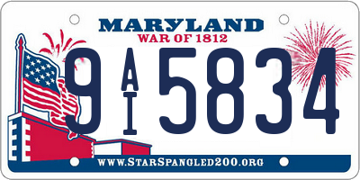 MD license plate 9AI5834