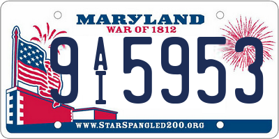 MD license plate 9AI5953
