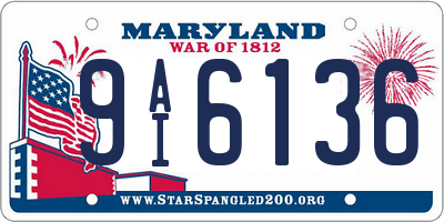 MD license plate 9AI6136