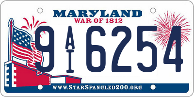 MD license plate 9AI6254