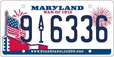 MD license plate 9AI6336