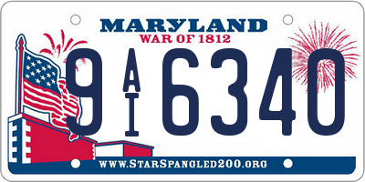 MD license plate 9AI6340