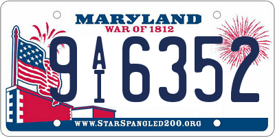 MD license plate 9AI6352