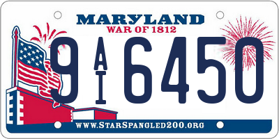 MD license plate 9AI6450