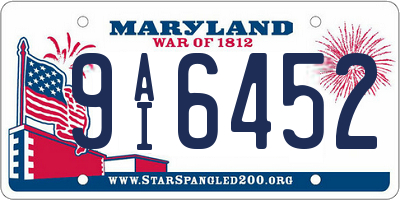 MD license plate 9AI6452