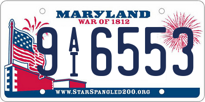 MD license plate 9AI6553