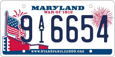 MD license plate 9AI6654