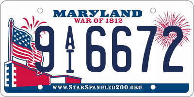 MD license plate 9AI6672