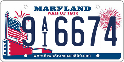 MD license plate 9AI6674