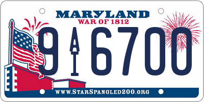MD license plate 9AI6700