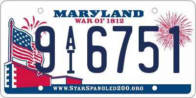 MD license plate 9AI6751