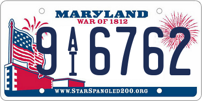 MD license plate 9AI6762