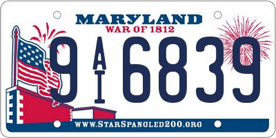 MD license plate 9AI6839