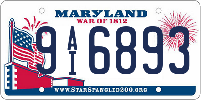 MD license plate 9AI6893