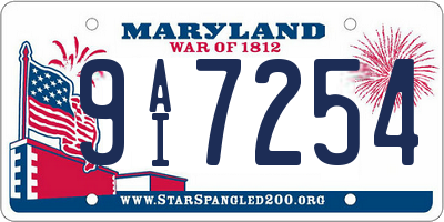 MD license plate 9AI7254
