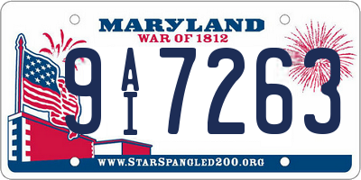 MD license plate 9AI7263