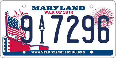 MD license plate 9AI7296